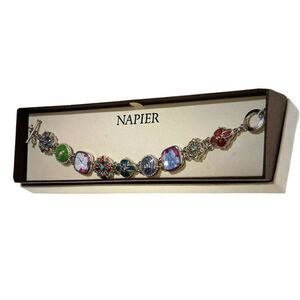 𝅺nib Napier Bracelet Flowers Rhinestones Multi-Colored Crystal Accents 7"